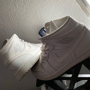 Men's Jordan 1 Mid White/White-White